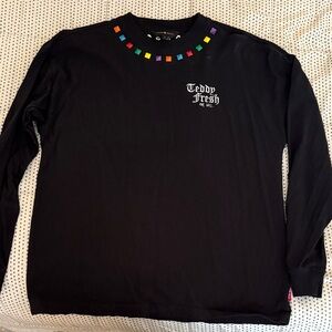 Teddy Fresh Black Shirt with Multicolor Collar